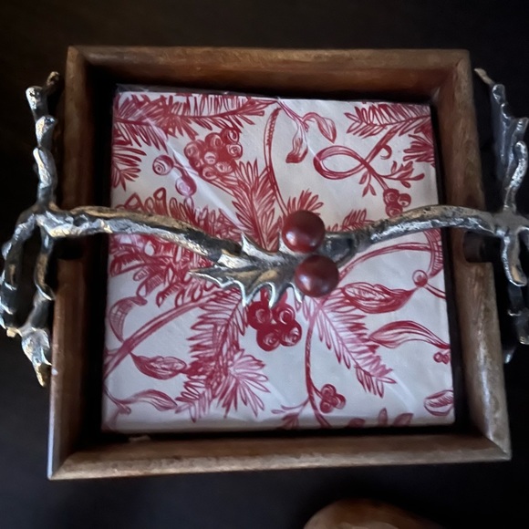 Mud Pie Acorn Cheeseboard and Cocktail Napkin Holder- New - Picture 3 of 6